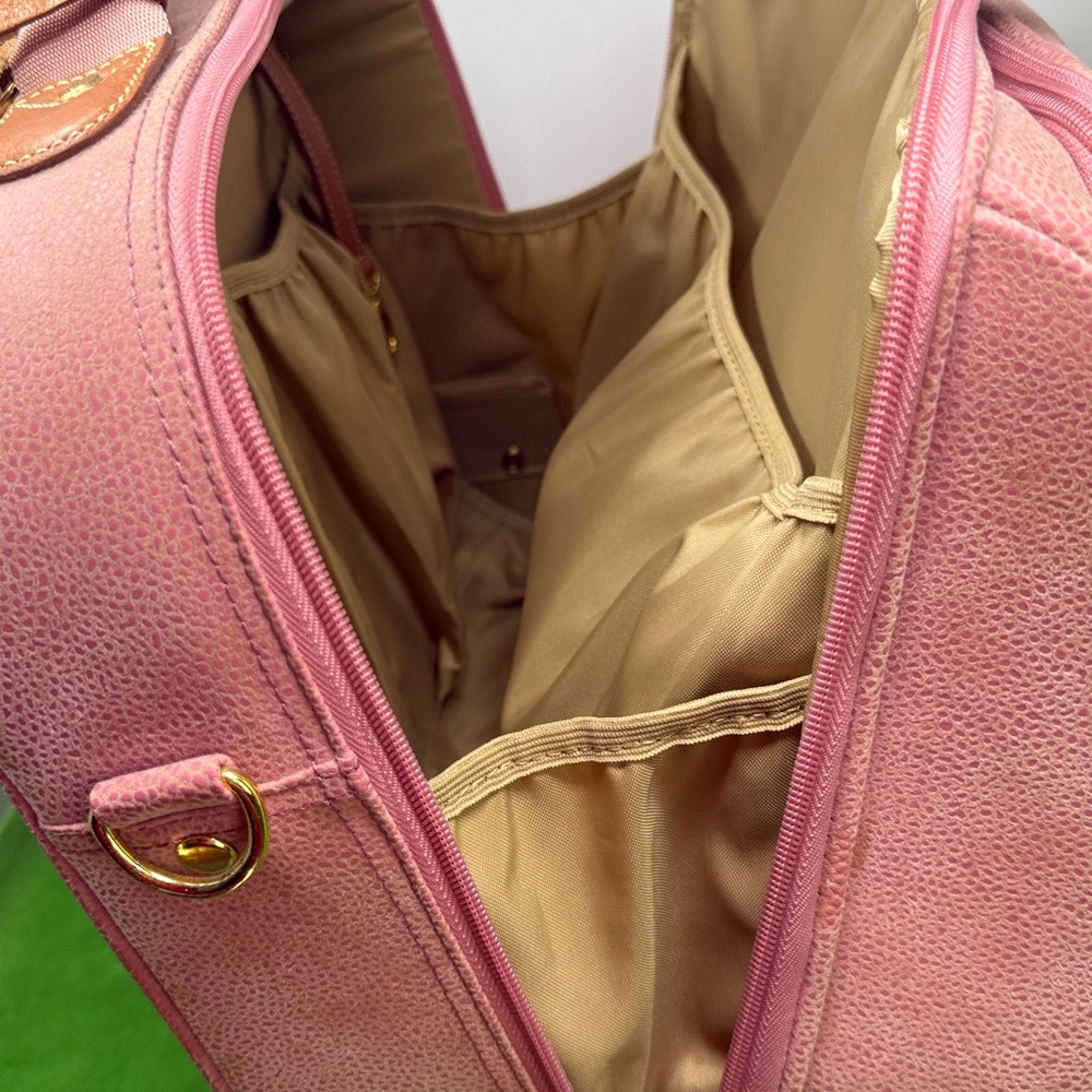 Bric's Pink Pebbled Suede Rolling Luggage Bag - Picture 12 of 15